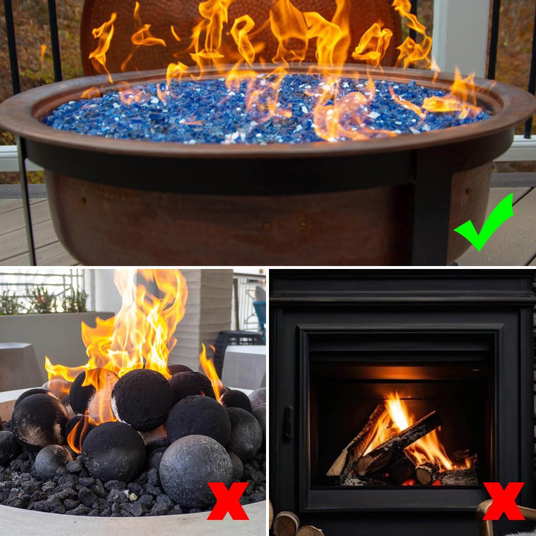 Premium 1/2 Inch Reflective Fire Glass Rocks for Propane Fire Pits - 5 lbs Cobalt Blue Fireplace Gems for Outdoor Fire Tables, Patio Heaters & Landscaping - Perfect for Backyard Gatherings, Poolside Relaxation & Cozy Evenings