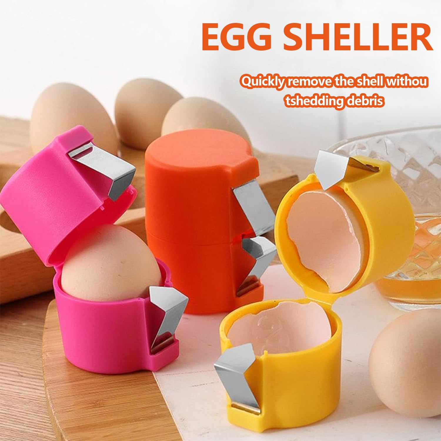 2024 New Egg Shell Opener & Peeler - Hard Boiled & Raw Egg Cutter, Cracker & Separator Tool (3PCS) - Perfect for Home Kitchen, Meal Prep & Camping