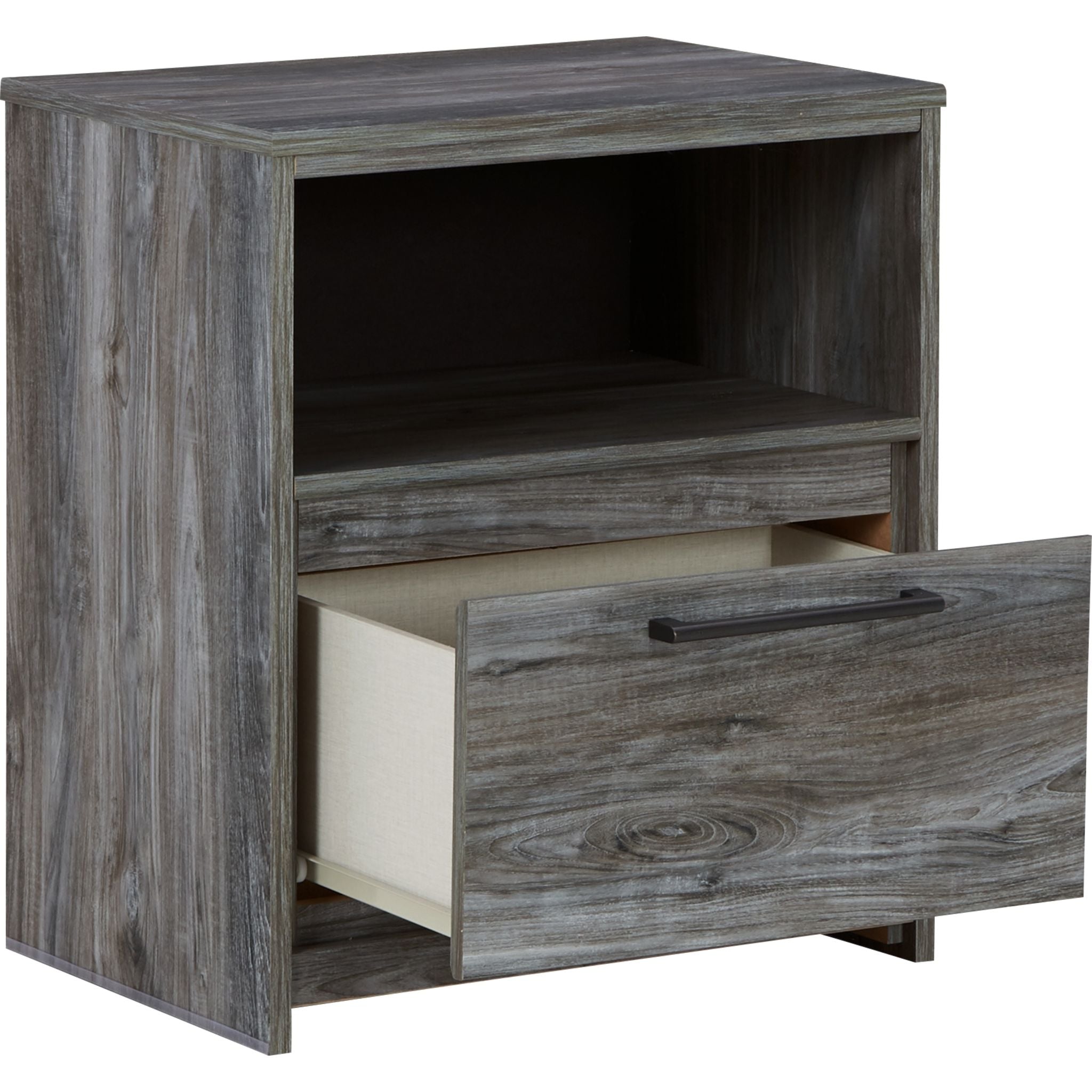 Baystorm Nightstand with Drawer - Modern Gray Bedside Table for Bedroom, Living Room, or Office - Compact Storage Solution for Small Spaces