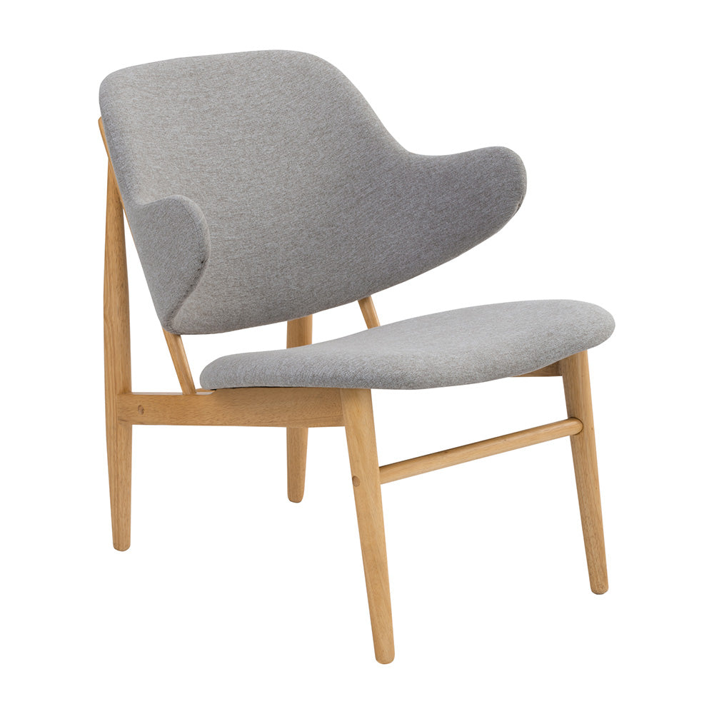 VERONIC Lounge Chair - Natural & Light Grey Fabric Upholstery - Modern Accent Chair for Living Room, Bedroom, or Office