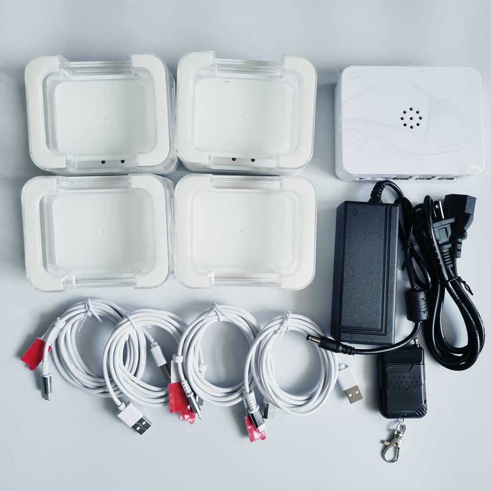 4-Port Tablet Display Anti-Theft Charging Station with US Plug - Secure Charging Solution for Retail Stores, Schools & Libraries (Compatible with Apple Devices)