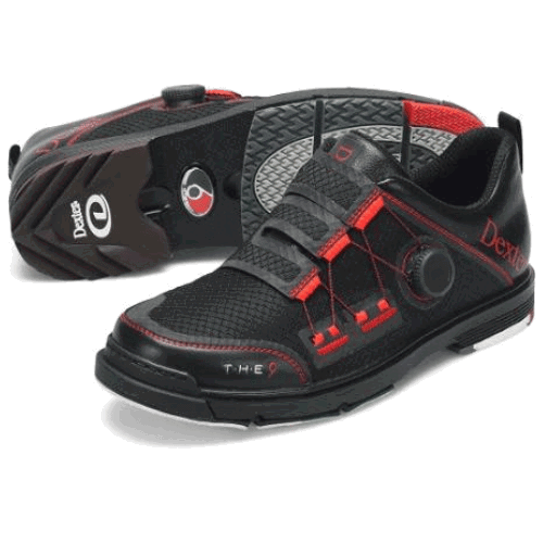 Dexter Men's THE 9 Stryker BOA Bowling Shoes - Black/Red - Perfect for Professional & League Bowling Performance