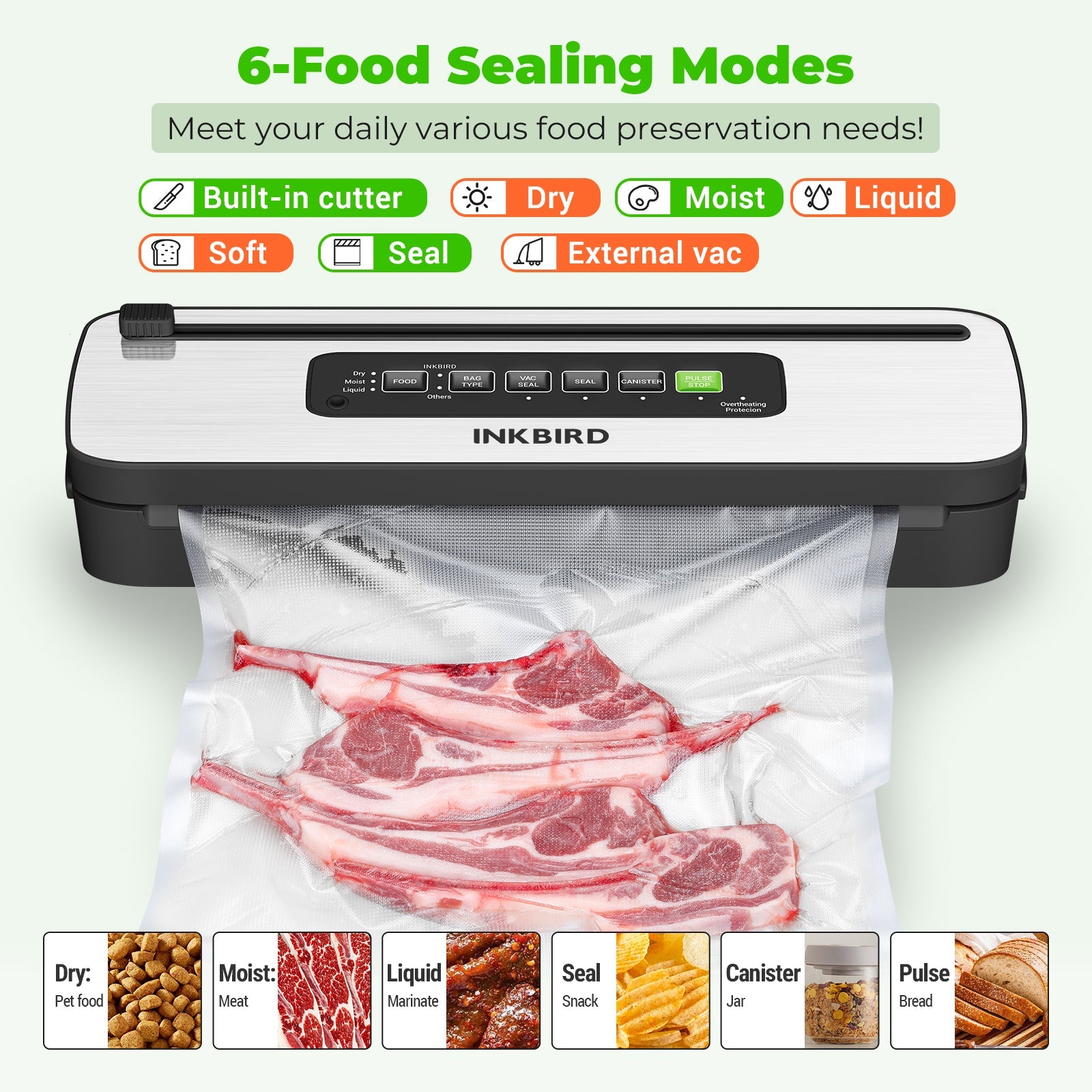 INK VS05 Vacuum Sealer Machine for Food Preservation | Compact & Powerful | Perfect for Meal Prep, Sous Vide, and Long-Term Food Storage