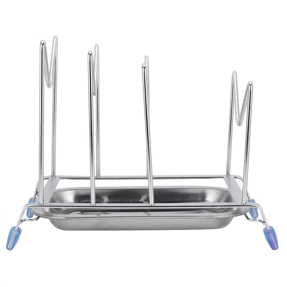 3 Grid Cutting Board Plate & Storage Rack - Kitchen Organizer for Dish Plates, Pot Lids with Water Pan - Perfect for Countertop Organization & Small Space Kitchen Storage