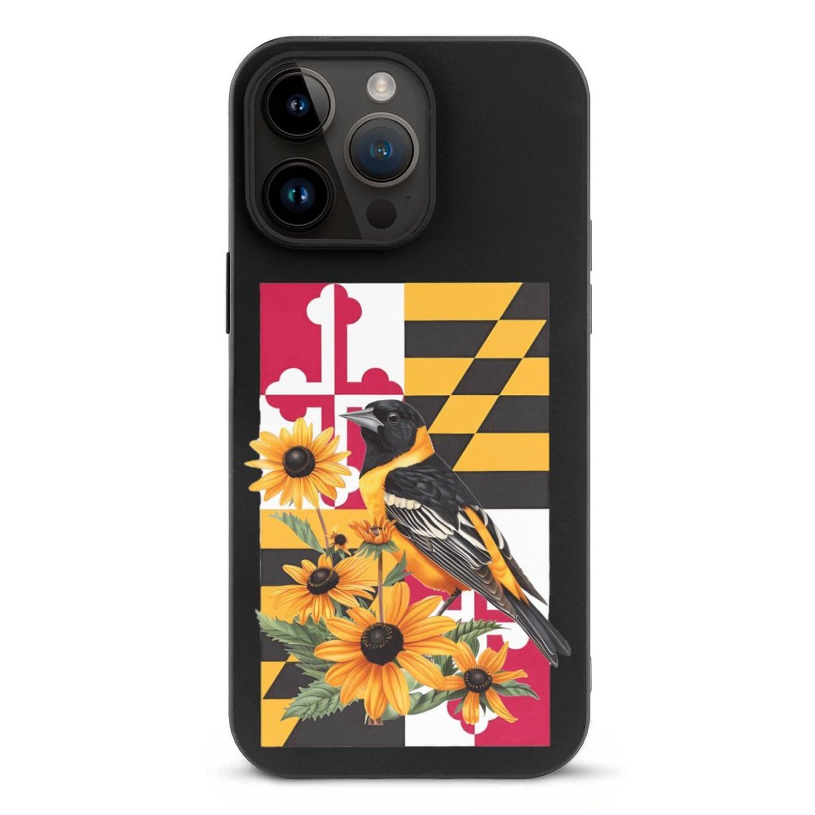 Maryland State Flag & Baltimore Oriole Bird Design Slim Shockproof iPhone 14 Case - Protective Phone Cover for iPhone 14/14 Plus/14 Pro/14 Pro Max - Perfect for Outdoor Activities & Travel