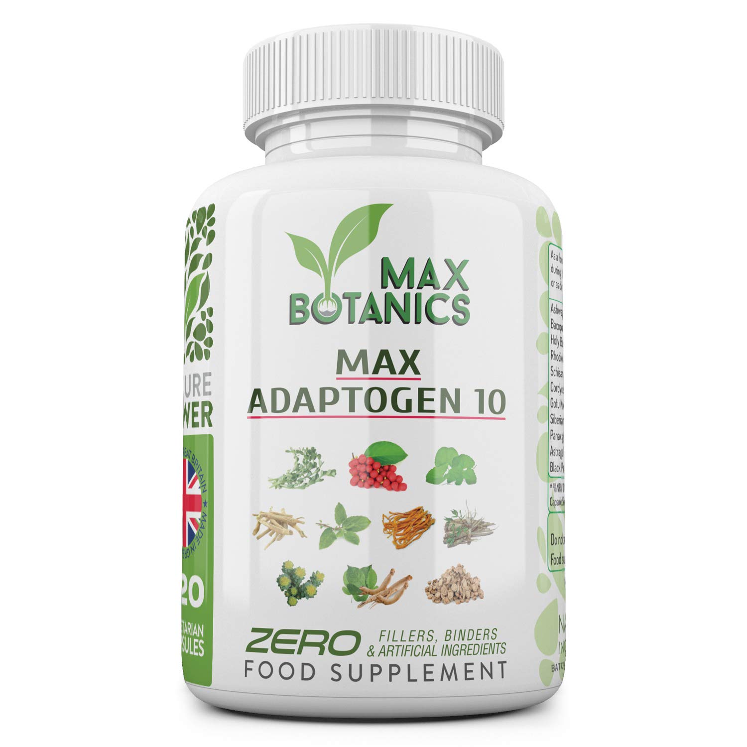 Max Adaptogen 10 - Premium Ayurvedic Herbs Supplement with Ashwagandha, Bacopa, Holy Basil & More (120 Capsules) - Stress Relief, Energy Boost & Immune Support for Busy Professionals & Students