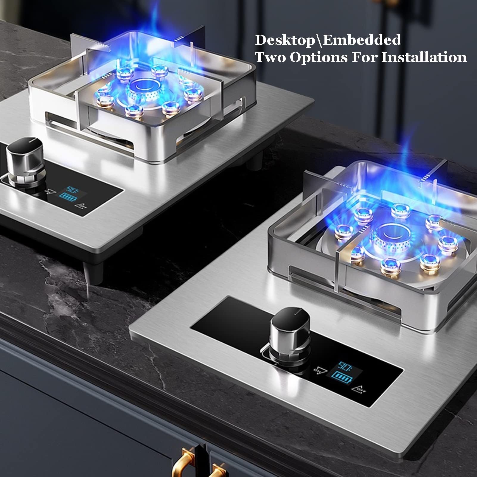 Portable Stainless Steel Gas Cooker with Timer - 9 Chamber LPG Kitchen Burner for Camping, Outdoor Cooking & Home Use