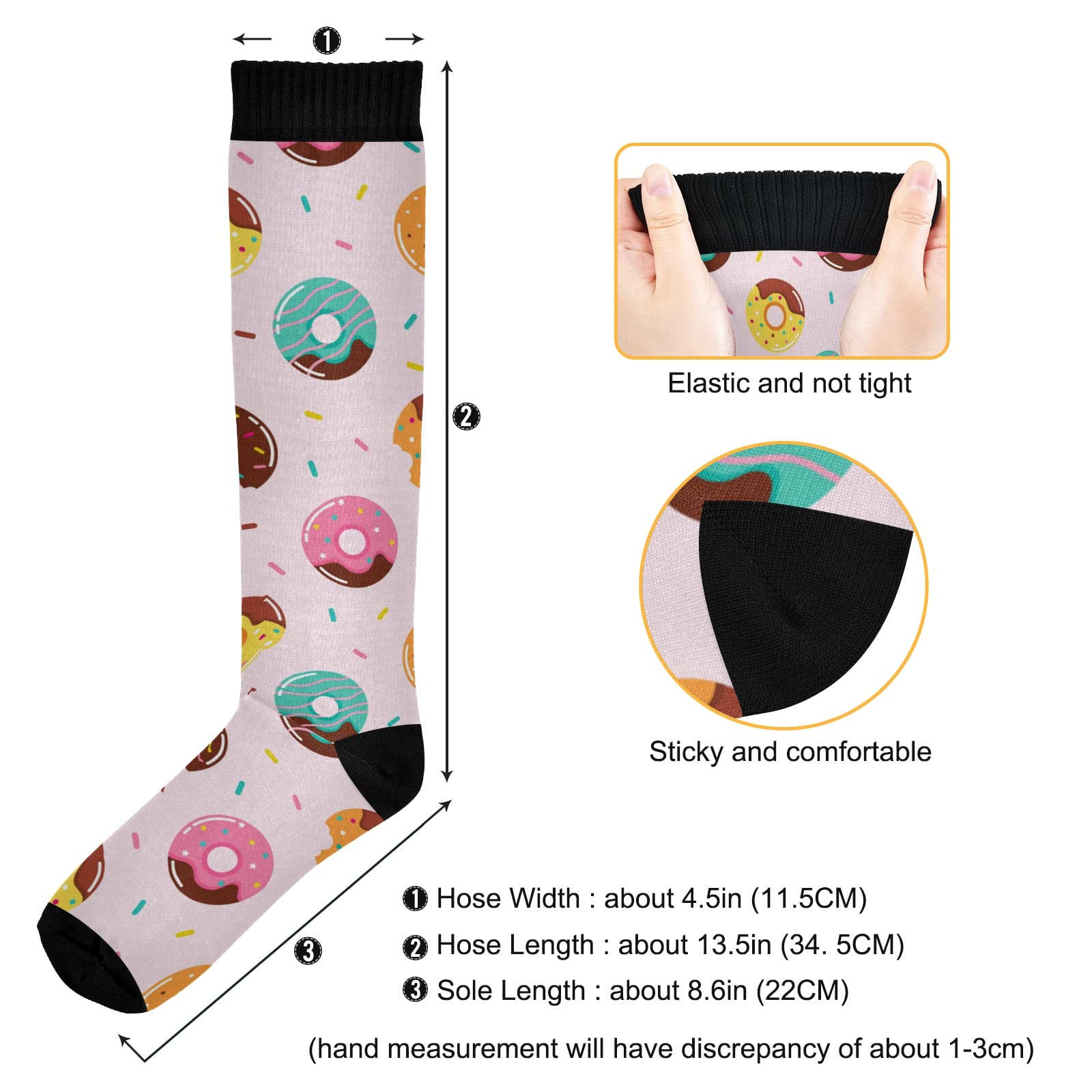 JUNZAN Sweet Doughnuts Compression Socks for Women & Men - Breathable Circulation Support Socks for Running, Cycling, Nursing & Athletic Performance - Perfect for Sports, Work & Daily Comfort
