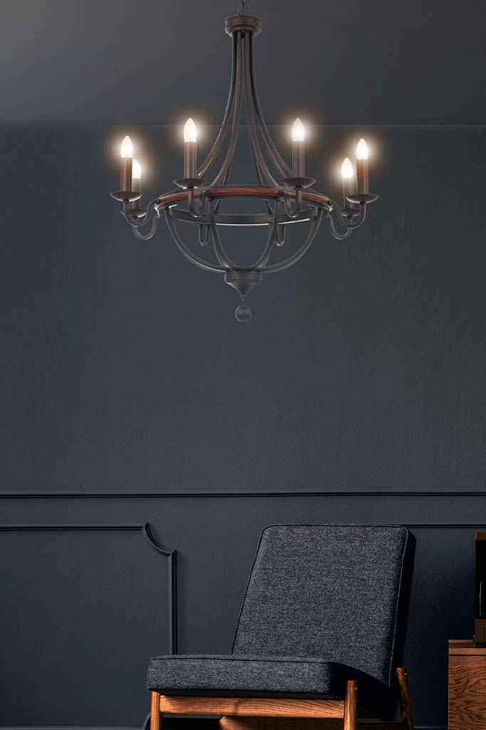 Breckenridge Wood Chandelier - Rustic Handcrafted Wooden Ceiling Light Fixture for Farmhouse, Cabin & Lodge Decor | Perfect for Dining Room, Bedroom or Entryway Lighting
