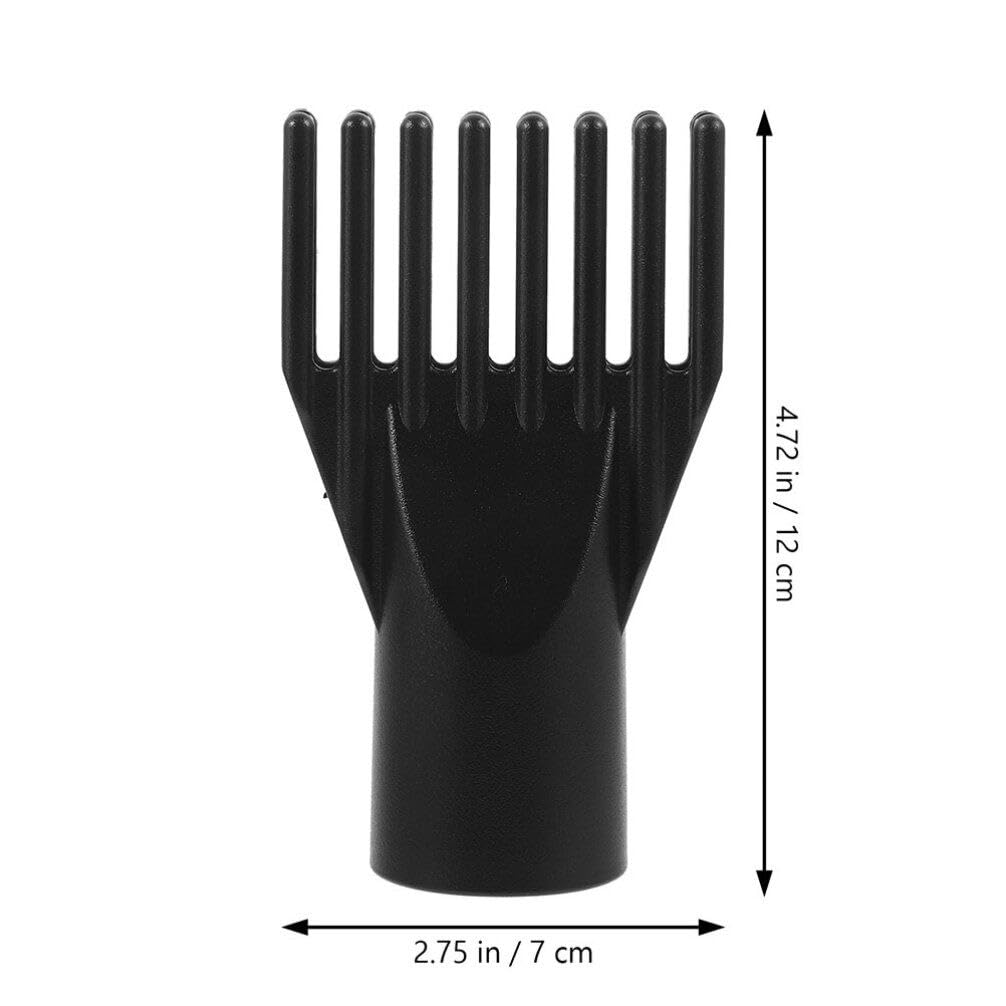 2Pcs Blow Dryer Comb Attachment - Black Hair Dryer Brush Nozzle for Straightening, Detangling & Styling Fine, Curly & Natural Hair | Salon Professional Tool for Home & Travel Use