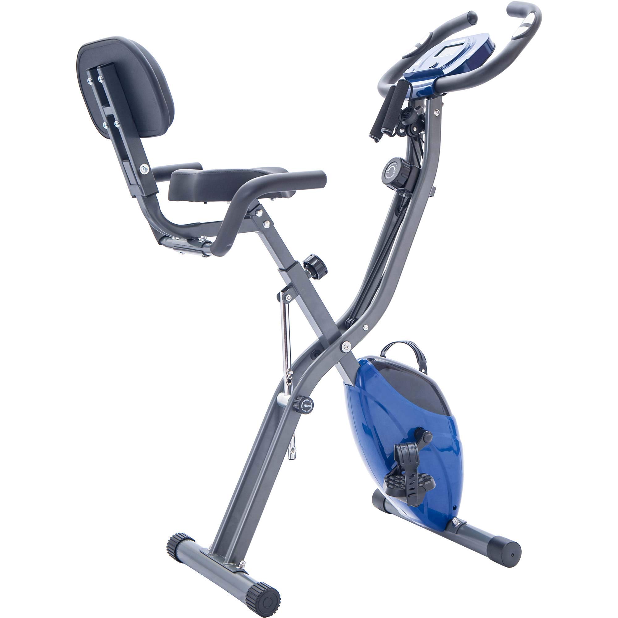 Foldable Exercise Bike for Home Workout - Adjustable Upright & Recumbent Fitness Bike with 10-Level Resistance, Arm Bands & Back Support - Perfect for Cardio Training, Weight Loss & Small Space Home Gym