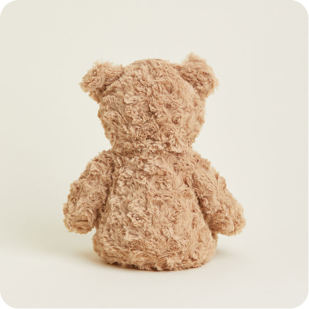 Unscented Brown Curly Bear Warmies - Microwaveable Plush Heating Pad for Stress Relief & Pain Relief - Perfect for Kids, Adults, Cold Weather & Menstrual Cramps