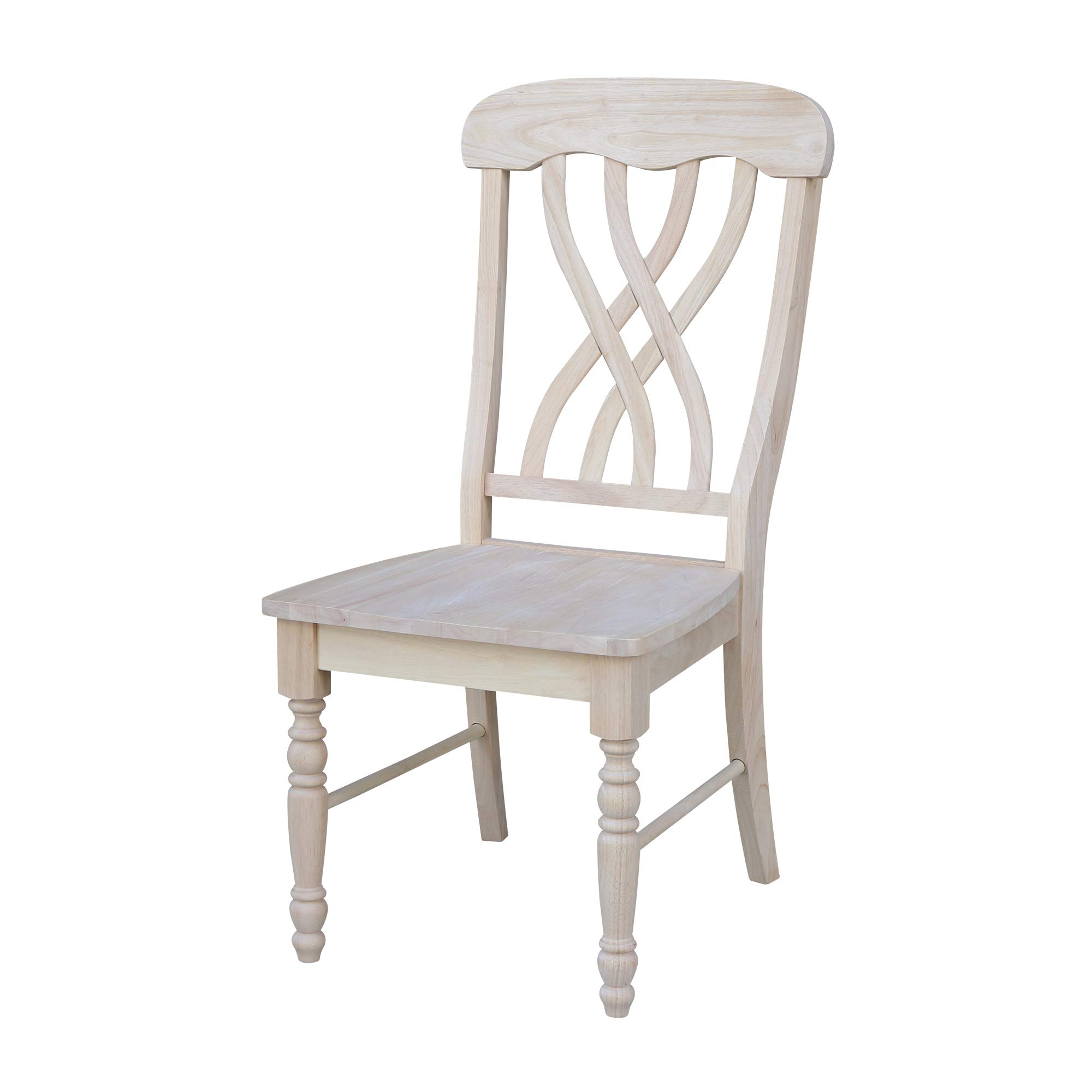 IC International Concepts Latticeback Chairs - Unfinished Wooden Dining Chairs Set of 2 - Rustic Farmhouse Kitchen Furniture for Home & Restaurant Decor