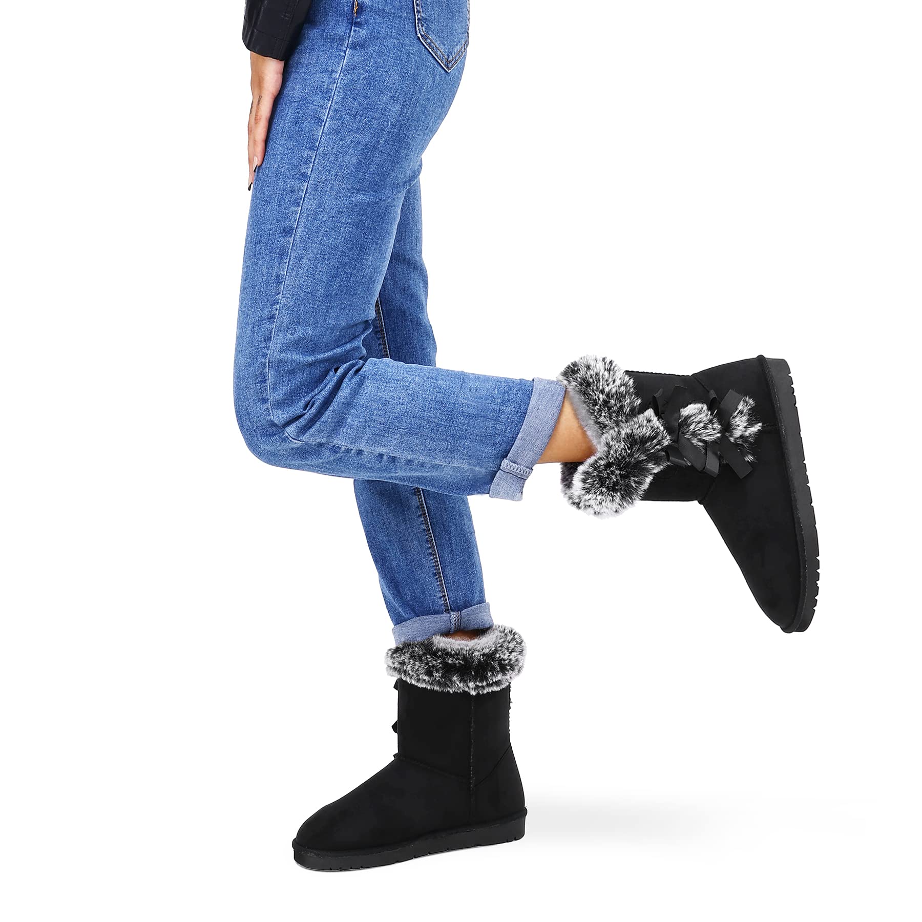 WFL Women's Classic Mid-Calf Snow Boots with Fur Lining - Waterproof Winter Boots for Women - Warm & Stylish Snow Shoes for Hiking, Snowy Days & Outdoor Activities