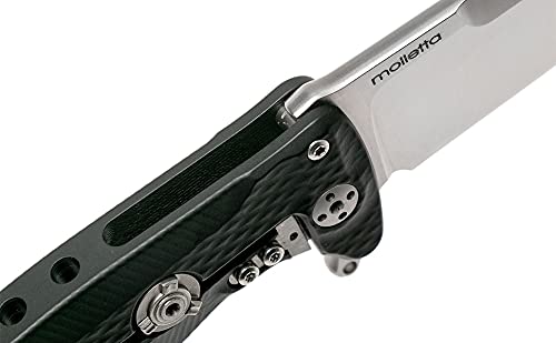 Lion Steel SR22A Sleipner Frame Lock Folding Pocket Knife - Black Aluminum Handle, Satin Blade | IKBS Ball Bearing System | Dual Carry Clip | EDC, Camping, Outdoor Survival Gear