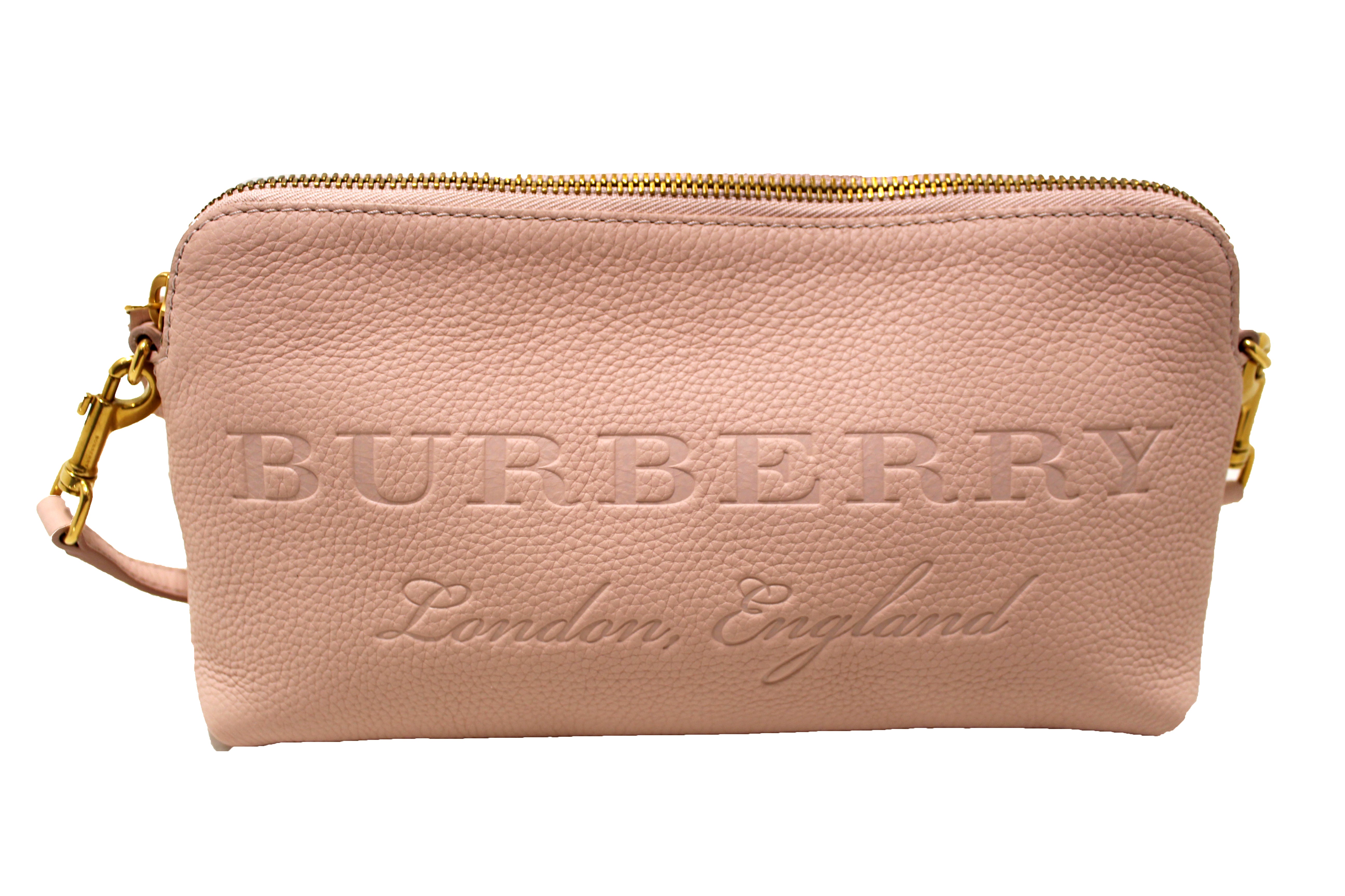 Authentic Burberry Light Pink Leather Small Messenger Bag for Women - Stylish Crossbody Purse for Daily Use, Travel & Work