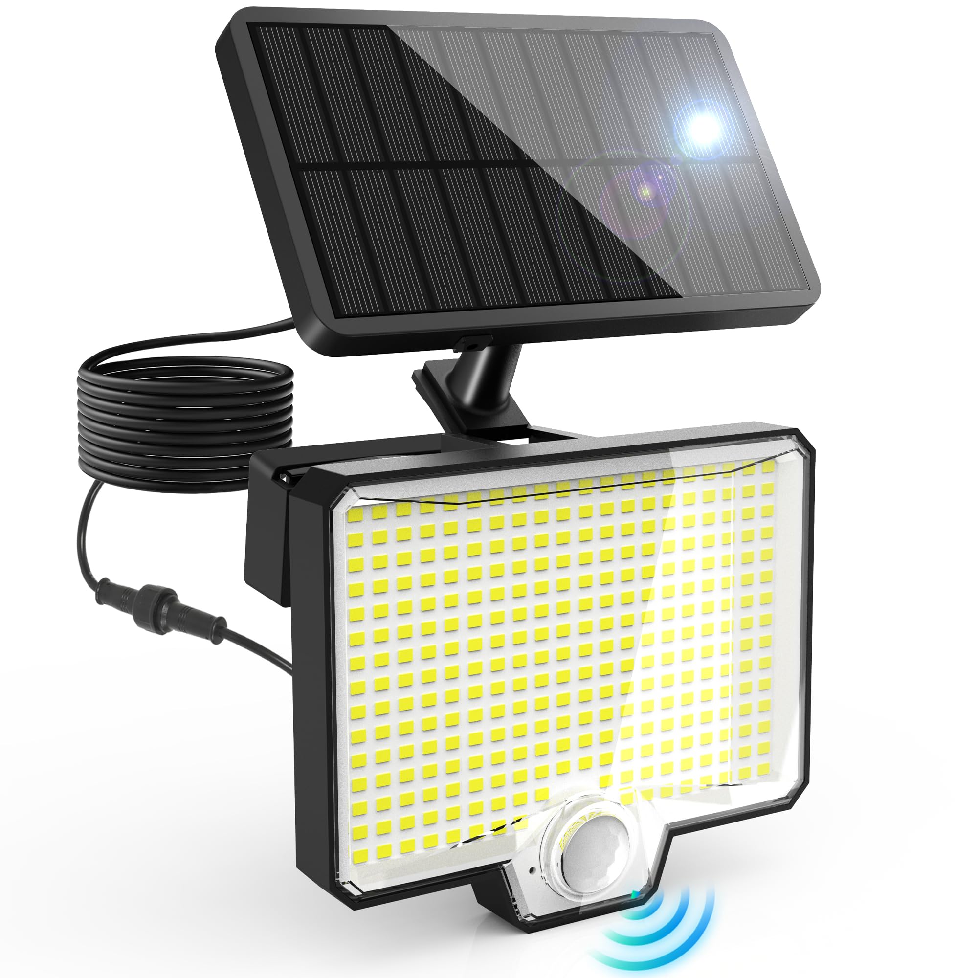 294 LED Solar Motion Sensor Outdoor Lights - 2600Lm Solar Flood Light with 3 Modes, IP67 Waterproof, Dusk to Dawn Security Lighting for Porch, Patio, Yard, Garage & Fence | Perfect for Home Security, Landscape Lighting & Pathway Illumination