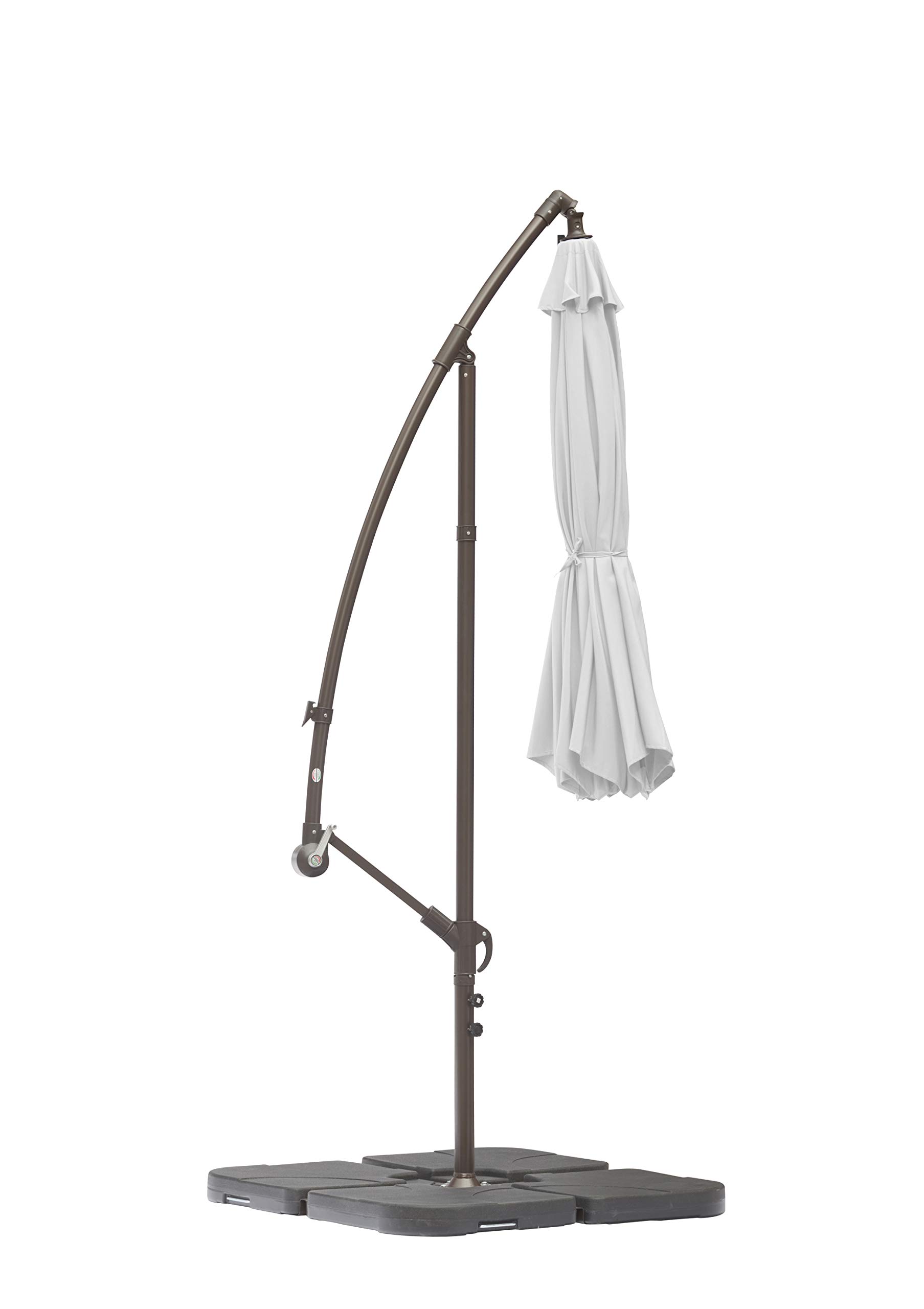 WO Home 10ft Outdoor Patio Cantilever Umbrella with Stand, Base & 3 Weights - Hanging Shade Kit for Garden, Poolside, and Backyard Relaxation