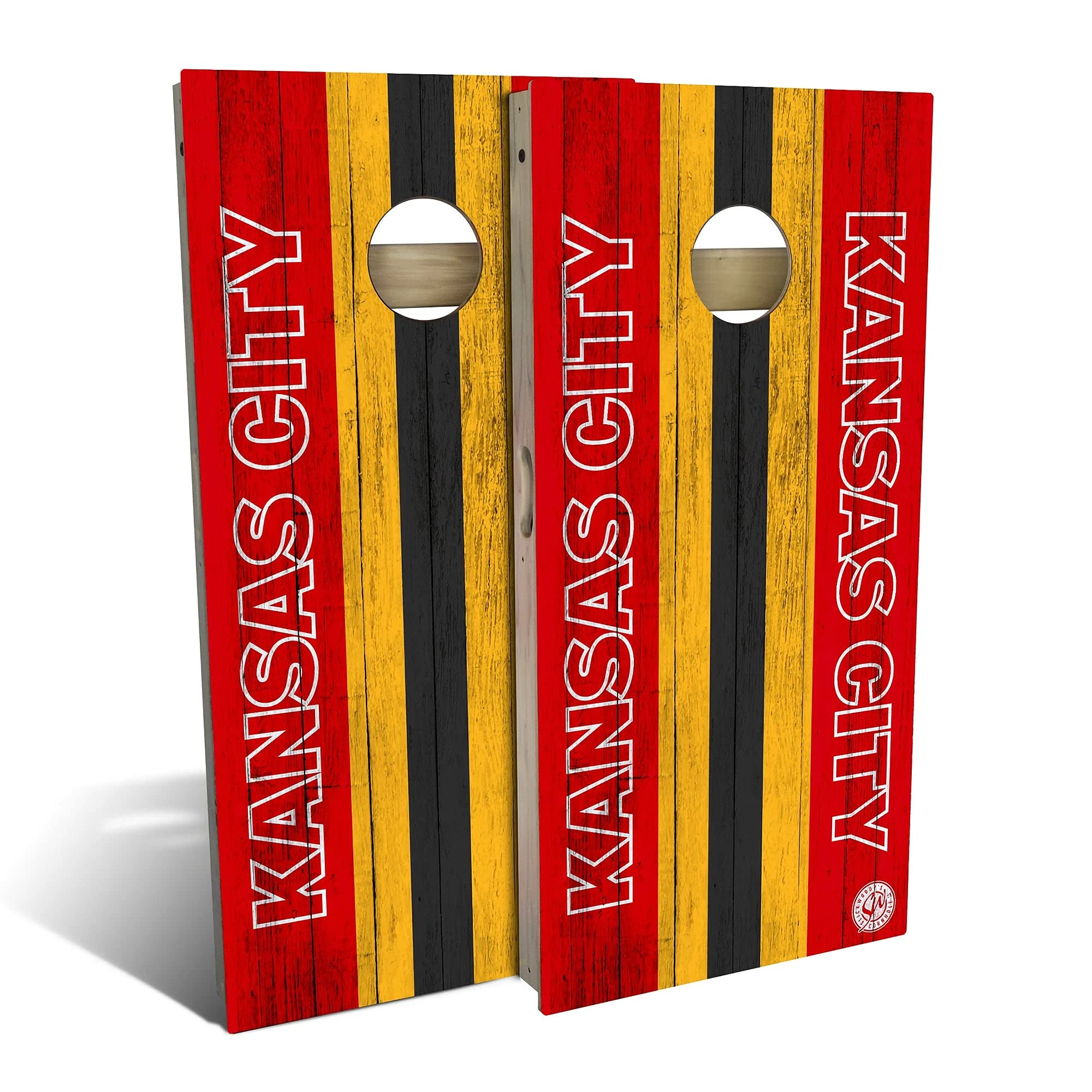 Skip's Garage Kansas City Themed Cornhole Board Set - Premium Regulation Size Bean Bag Toss Game with 2 Boards & 8 Bags - Perfect for Tailgating, Backyard BBQs, and Outdoor Parties