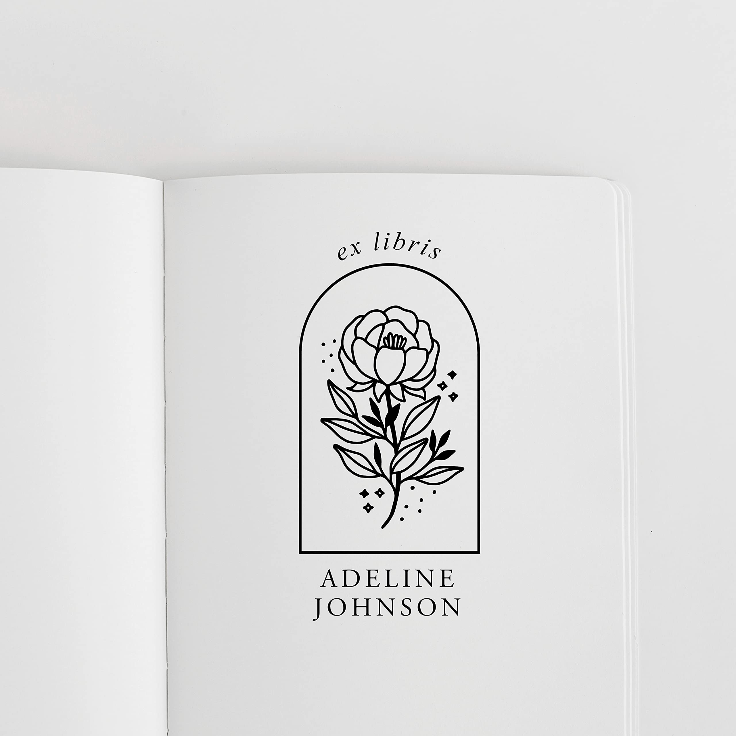 Personalized Rose Terrarium Book Embosser - Custom Rose Book Stamp (1 x 2 inches) - Self Inking Rubber Stamp for Journals, Scrapbooks & Wedding Invitations - Perfect for DIY Crafts & Gift Giving
