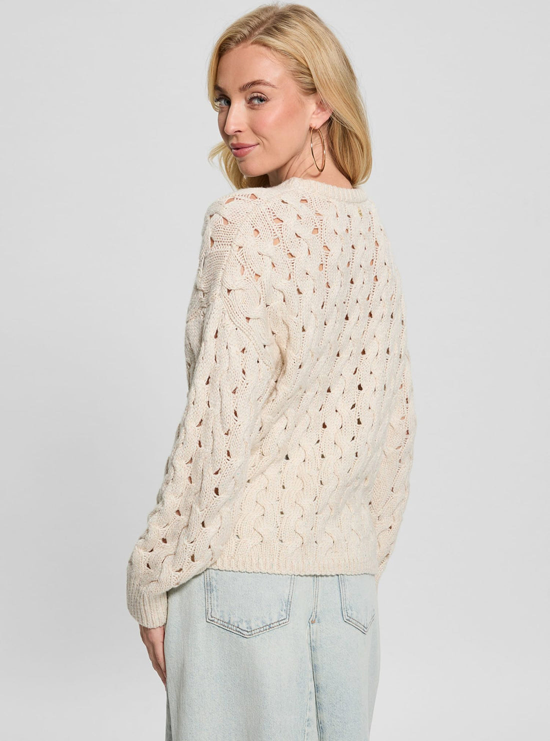 Beige Tawnya Knit Jumper for Women - Soft Chunky Cable Knit Sweater - Cozy Winter Pullover for Casual Outfits & Holiday Gatherings