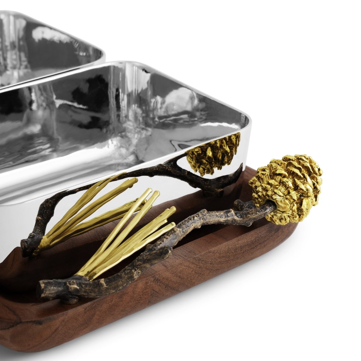 Premium Pine Cone Wood Triple Bowl Set - Handcrafted Rustic Serving Bowls for Salads, Nuts, Snacks - Perfect for Farmhouse Dining, Kitchen Decor & Party Serving