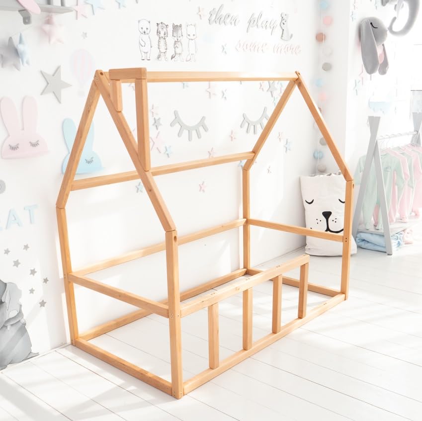 Montessori Toddler Floor Bed Frame - Twin, Full, Queen & King Size Kids House Bed for Safe & Independent Sleep - Perfect for Montessori Rooms, Daycare & Small Spaces