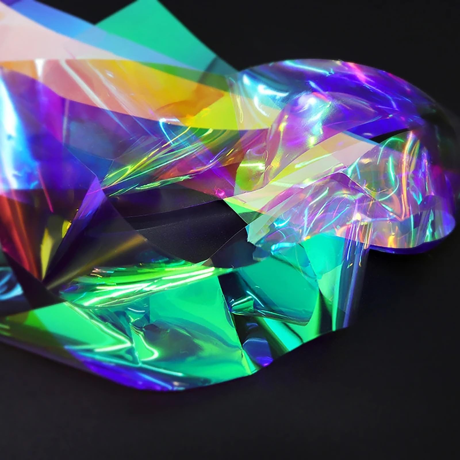 20 Sheets Iridescent Cellophane Nail Foils - Holographic Aurora Glass Broken Nail Art Stickers for DIY Manicure, Nail Salon & Party Nail Designs - Reflective Neon Nail Decoration for Gel Polish & Acrylic Nails