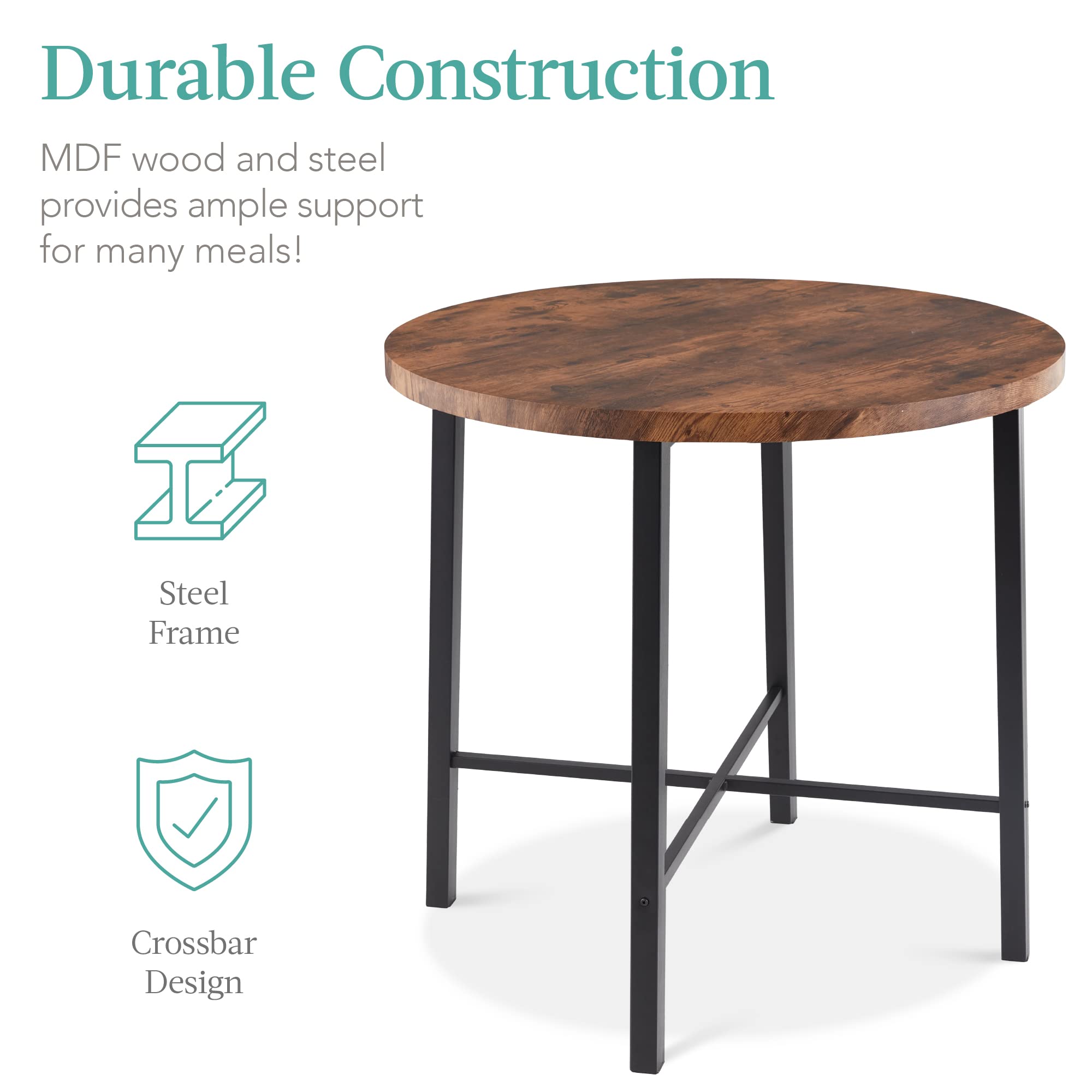 Best Choice Products 5-Piece Modern Round Counter Height Dining Set - 4 Chairs & 1.5
