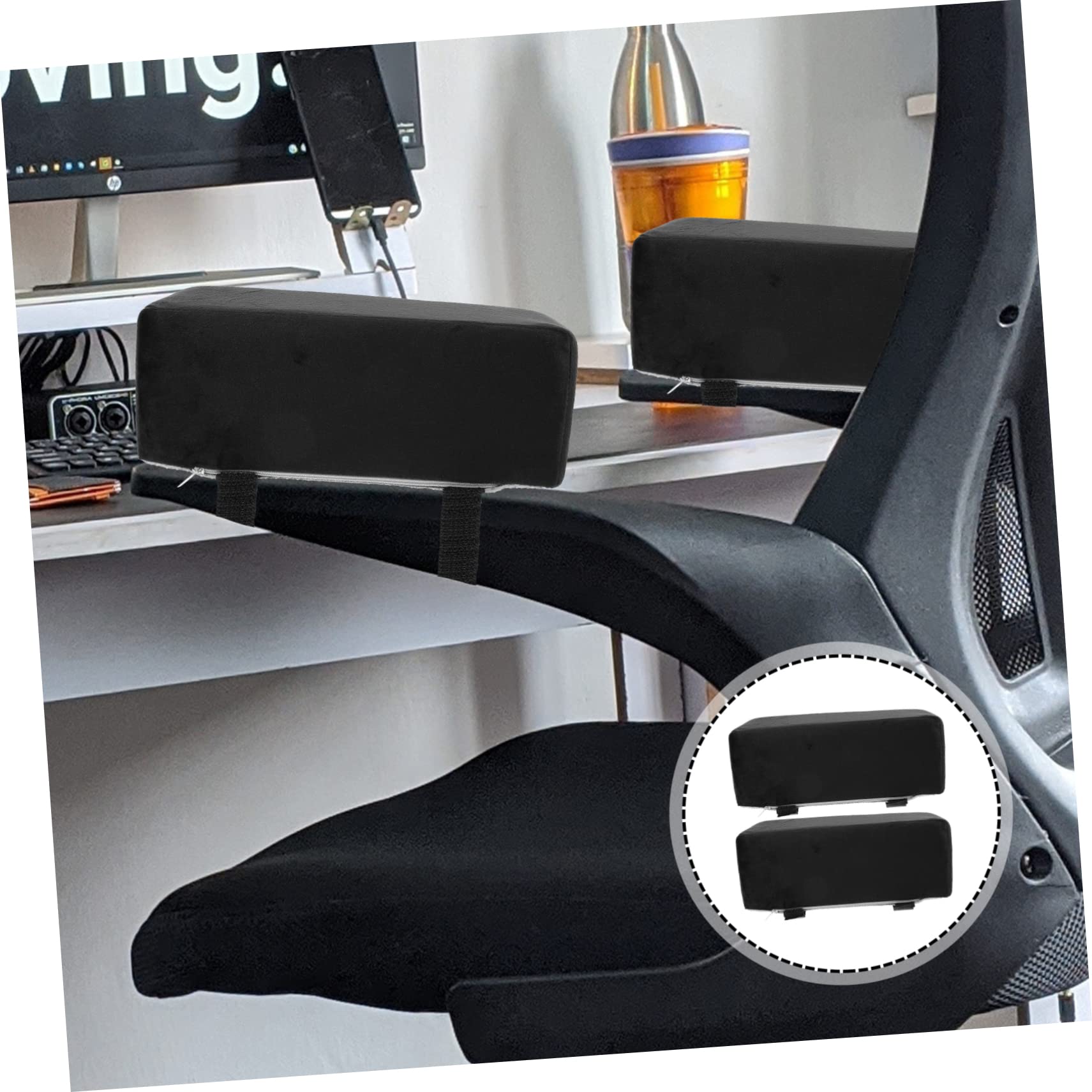 1 Pair Plush Chair Armrest Cushions - Padded Elbow & Wrist Support for Office Desk Chairs, Rotating Chairs - Comfortable Armrest Pads for Work, Gaming & Home Office Use
