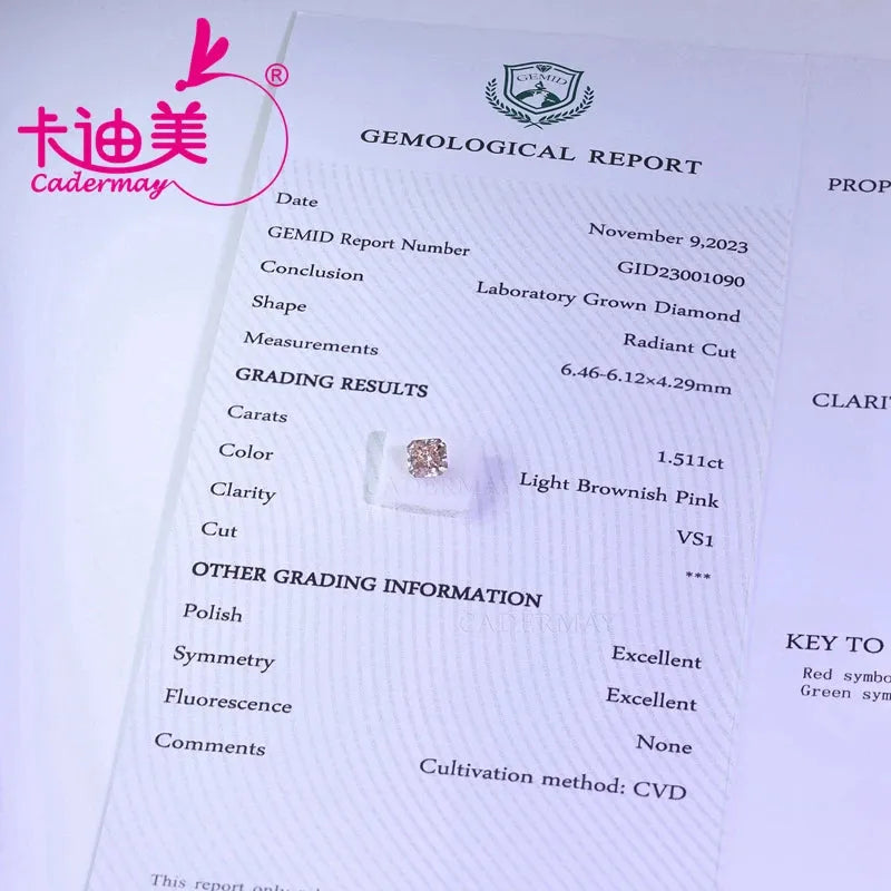 1.511CT VS1 Clarity Light Brown CVD Lab Grown Diamond Loose Stone - Radiant Shape EX Cut for Jewelry Making, Engagement Rings & Custom Designs