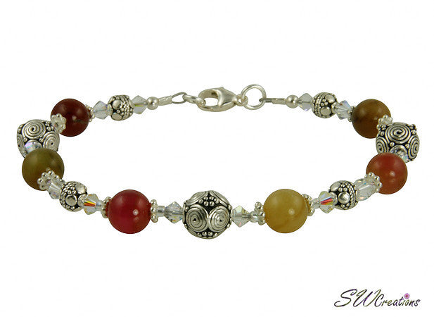 Natural Jade Gemstone Crystal Bali Beaded Bracelet for Women | Handmade Healing Stone Jewelry | Perfect for Yoga, Meditation & Boho Fashion