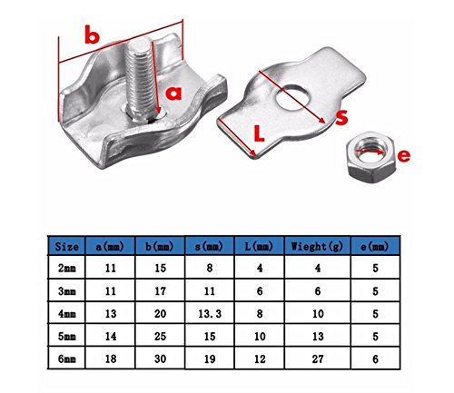 10pcs 2mm 304/A2 Stainless Steel Wire Rope Clamps - Heavy Duty Cable Grips for Marine, Rigging, DIY Projects & Outdoor Use