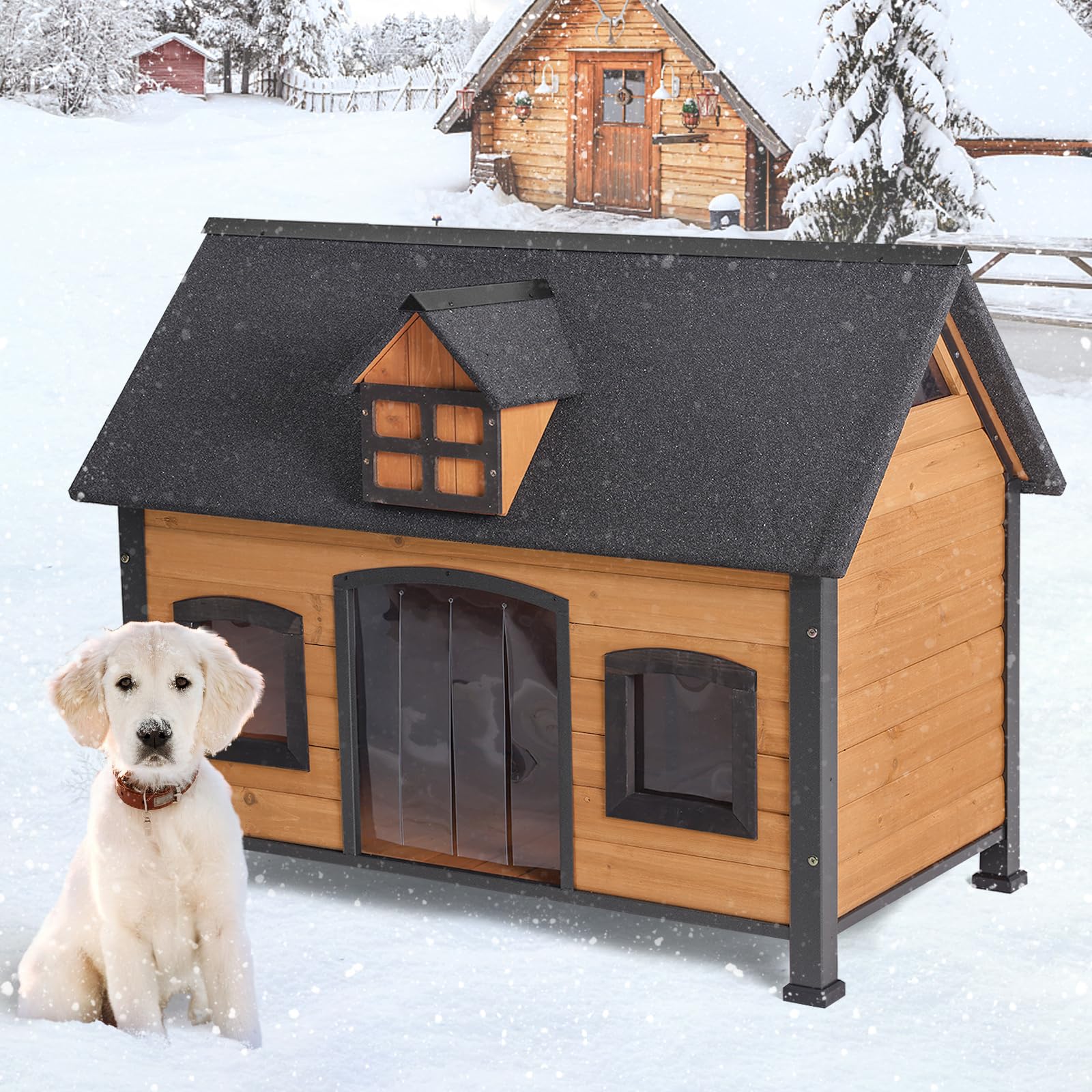 GUTINNEEN Waterproof Dog House - Indoor & Outdoor Metal Frame Kennel for Small, Medium & Large Dogs | Perfect for Backyard, Patio & Camping Use