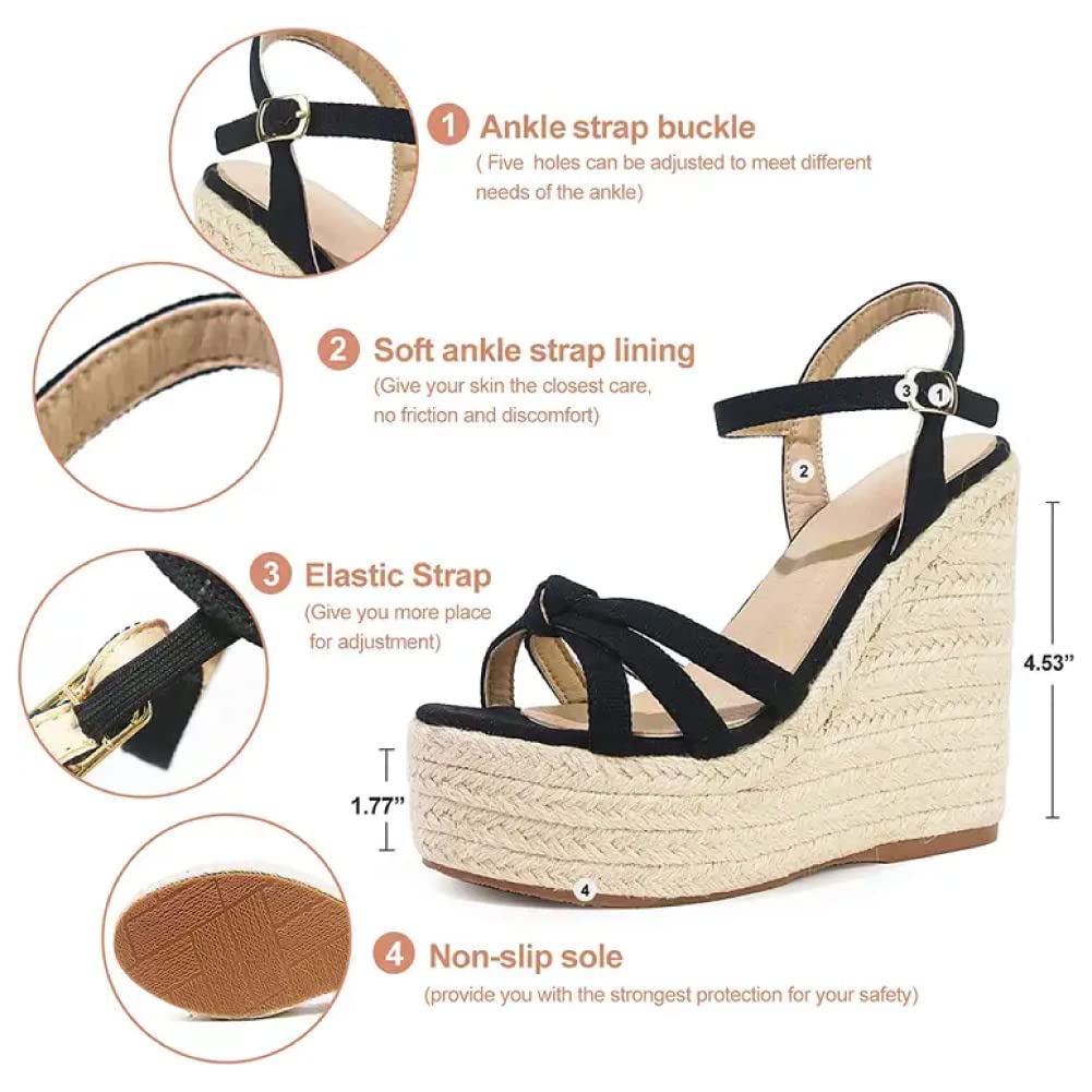 Women's Platform Ankle Strap Sandals - Open Toe Espadrille Wedge Summer Shoes for Casual Wear | Beach, Vacation & Everyday Comfort