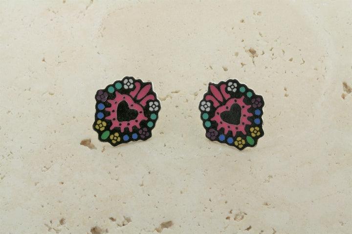 Multi-Color Enamel Heart Shield Stud Earrings - Trendy Fashion Jewelry for Women, Perfect for Valentine's Day Gifts & Everyday Wear
