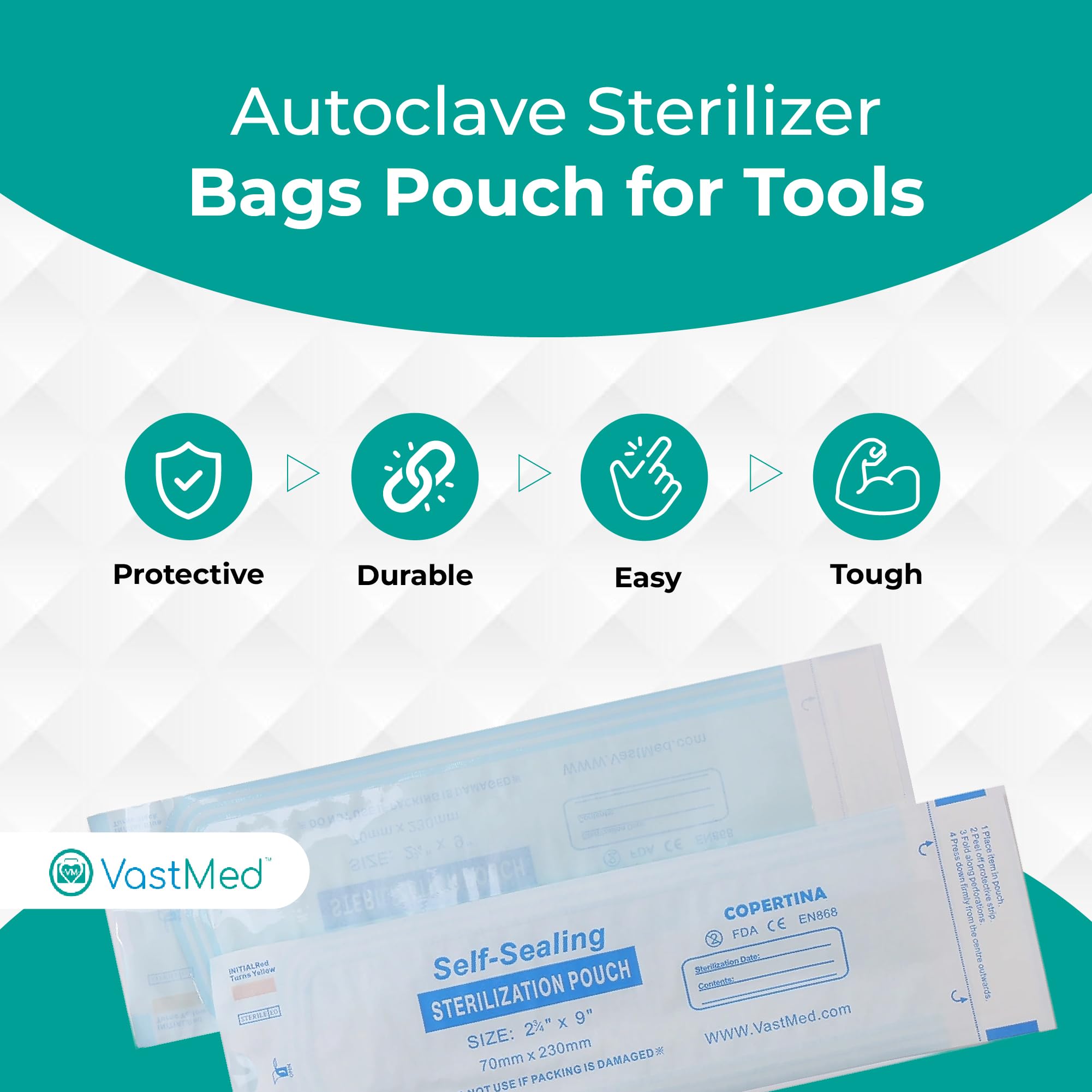 200PCs Self Seal Sterilization Pouches 2.75