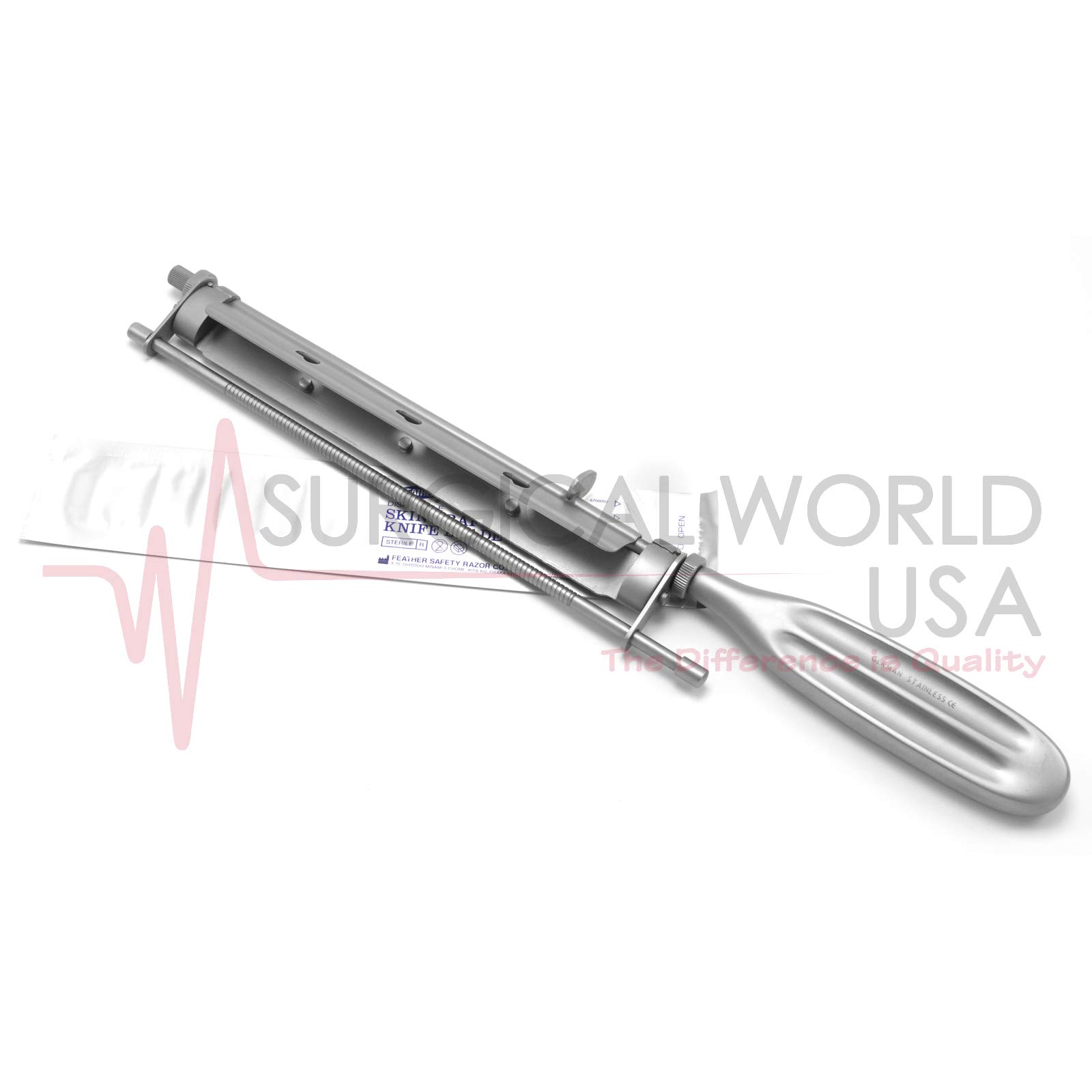 Humby Skin Grafting Knife with Replaceable Blade - Professional Dermatome Surgical Tool for Skin Graft Procedures - Ideal for Burn Treatment, Wound Care & Plastic Surgery