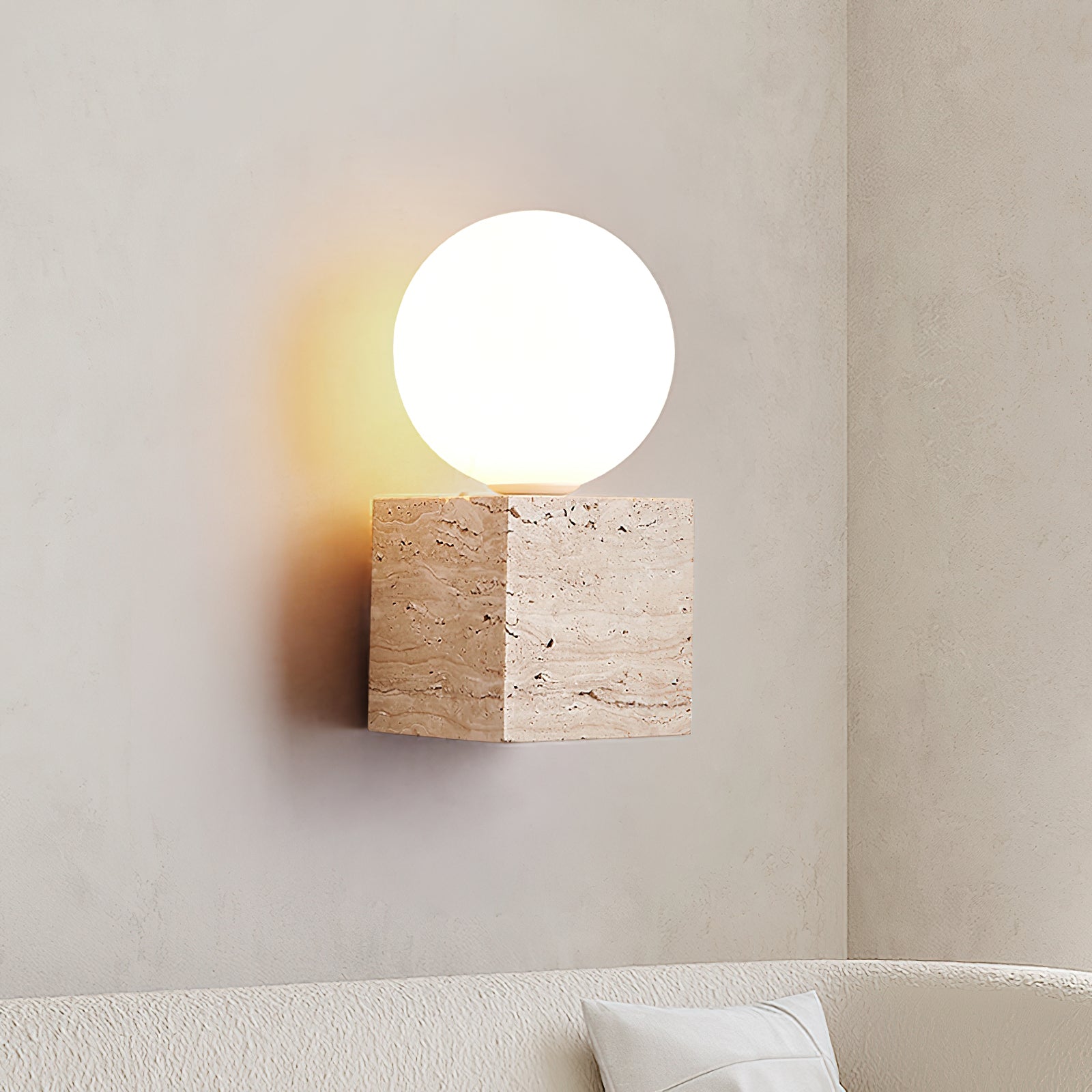 Modern Cube Stone Wall Lamp - Dimmable LED Night Light for Bedroom, Living Room, and Hallway | Energy-Efficient Indoor Lighting for Home Decor