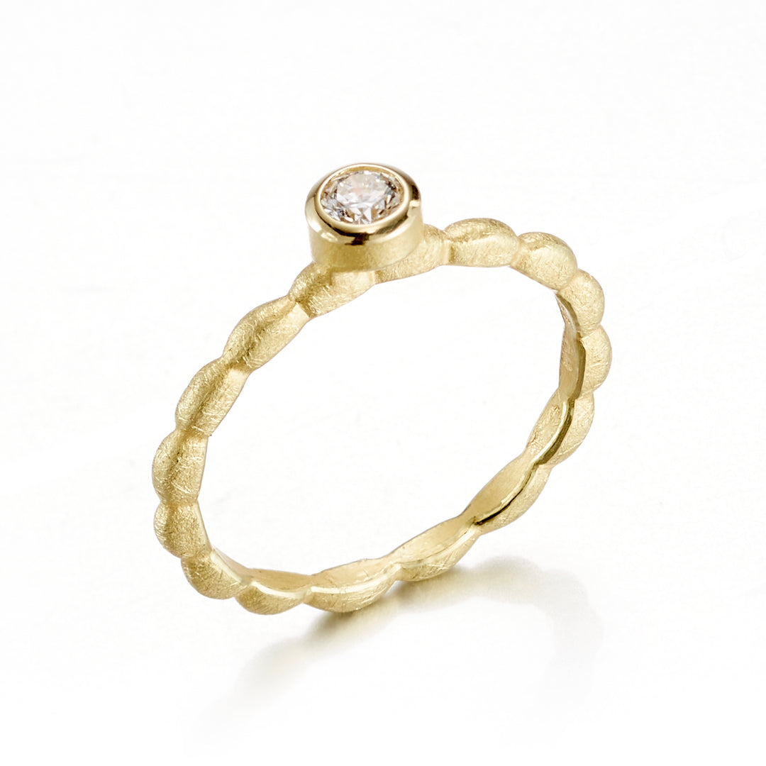 14K Gold Round Diamond Stacking Ring for Women - Dainty & Elegant Wedding Band, Anniversary Gift, Everyday Jewelry for Layering and Special Occasions