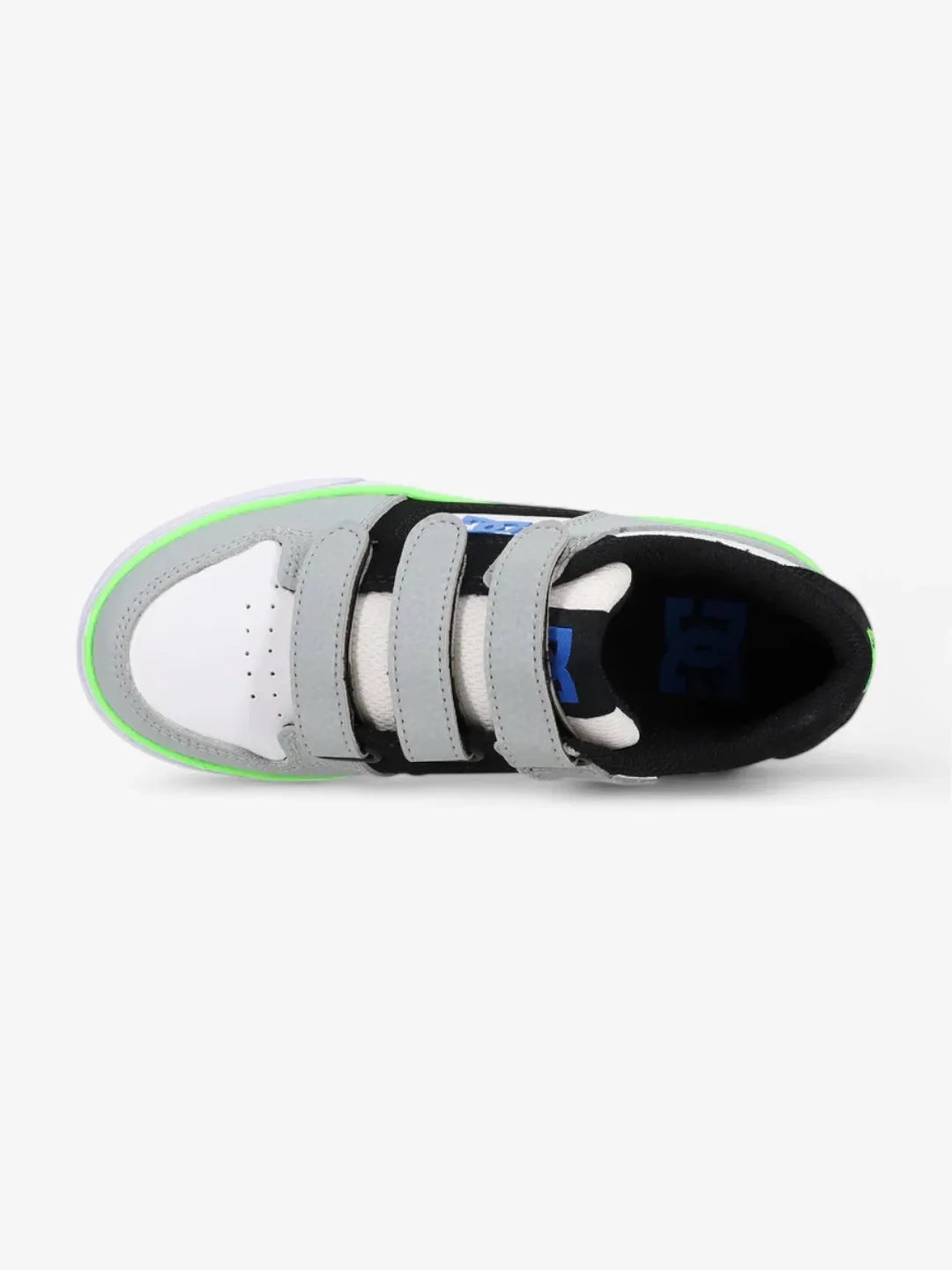DC Pure V Kids' Sneakers - Gray, Black & Blue | Skate Shoes for Boys & Girls | Perfect for Skateboarding & Casual Wear