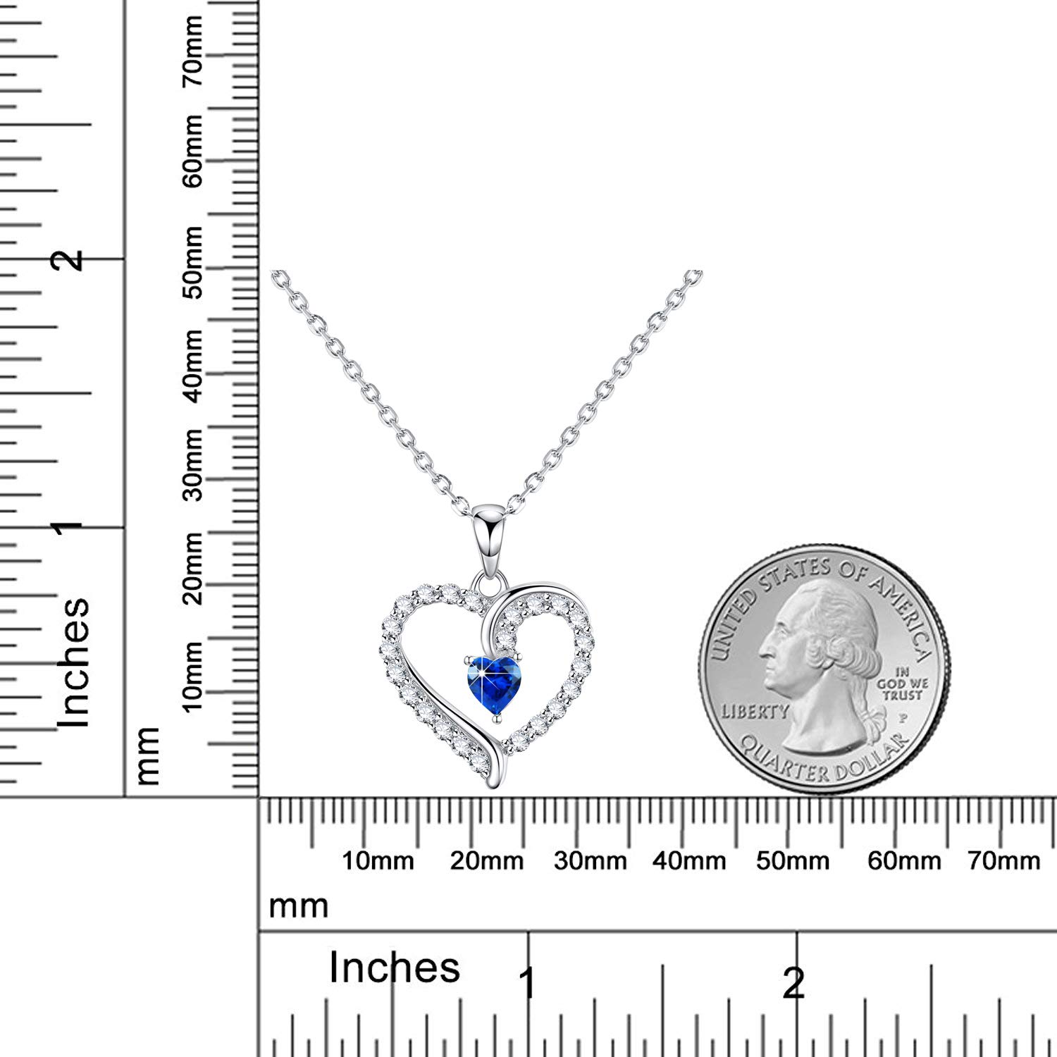 Blue Sapphire Necklace for Women - Sterling Silver Heart Pendant, September Birthstone Jewelry - Perfect Gift for Mom, Wife, Christmas & Birthday - Elegant Jewelry for Special Occasions & Everyday Wear