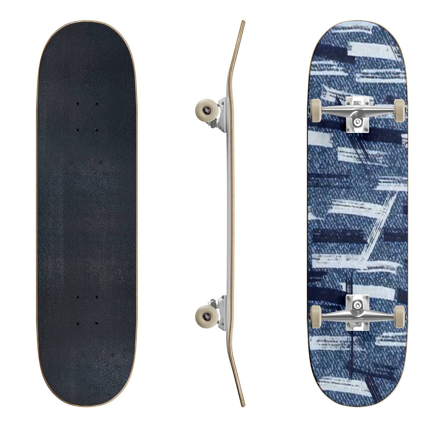 Abstract Marbled Ink Seamless Drawing Texture Skateboard with Liquid Paint Design - Classic Concave Longboard for Beginners & Professionals | Extreme Sports Gear, Cool Teen Gifts for Skateboarding, Street Style & Campus Riding