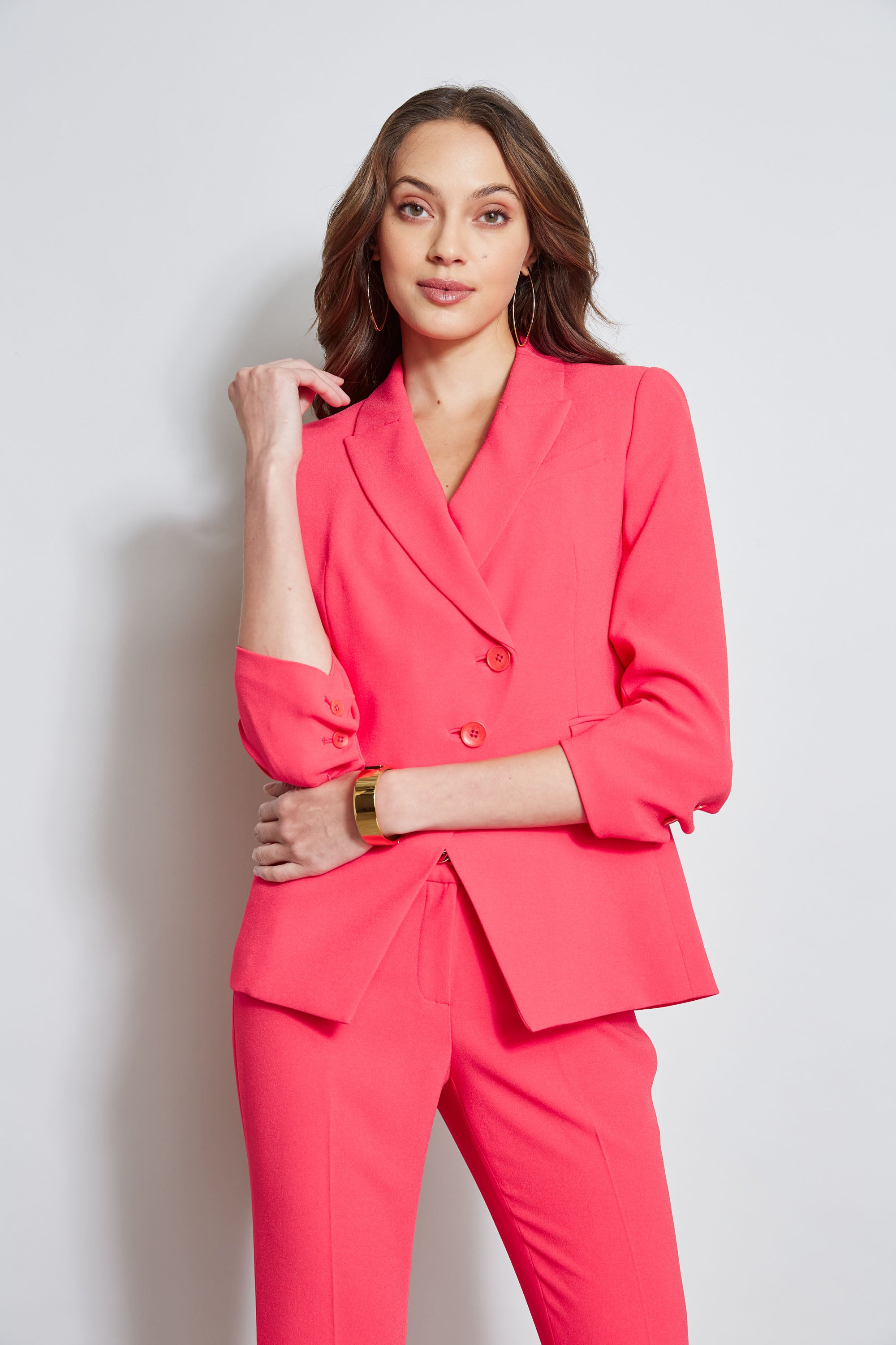 Stylish 3 Button Ruched Sleeve Blazer for Women - Office Wear, Business Casual & Formal Outfits