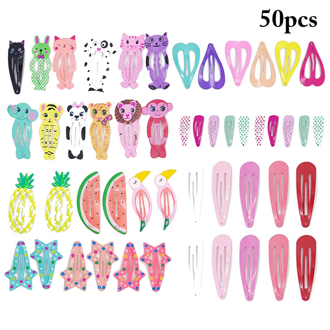 Cute Fruit Hair Clips for Girls - 50PCS Cartoon Hairpins for Travel & School