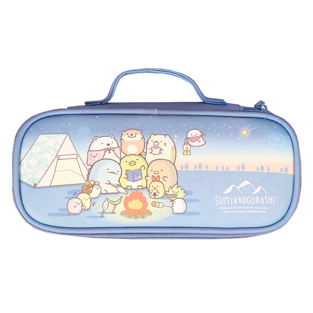 Sumikkogurashi Large Capacity Zippered Pencil Case - Aesthetic Stationery Organizer for School, College & Office - Blue Pen Holder & Cosmetic Pouch - Perfect for Art Supplies & Daily Essentials