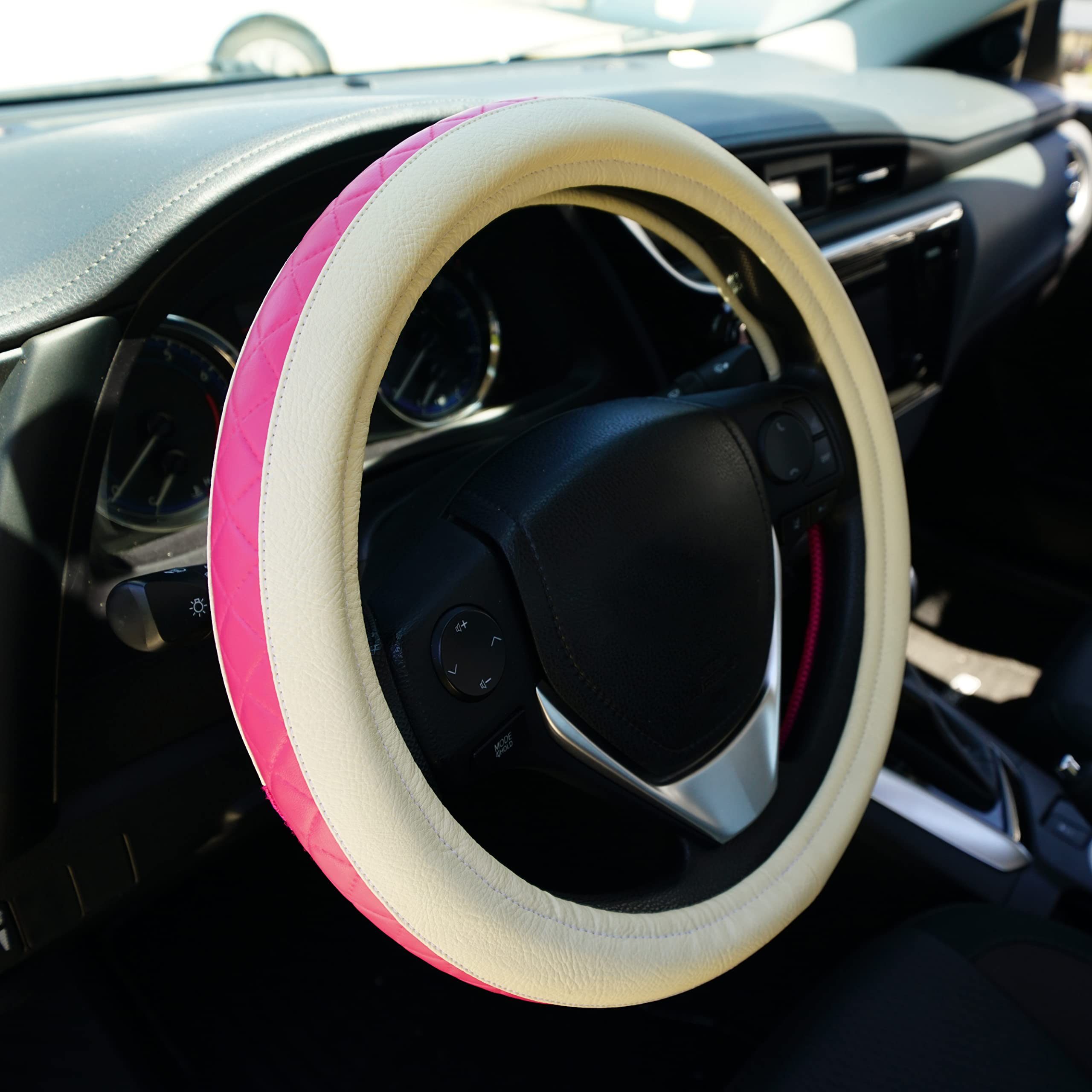 Universal 14-15 Inch Steering Wheel Cover - Easy Installation, Non-Slip Grip for Cars & Trucks | Mita Pinks 8 | Perfect for Commuting, Road Trips & Winter Driving