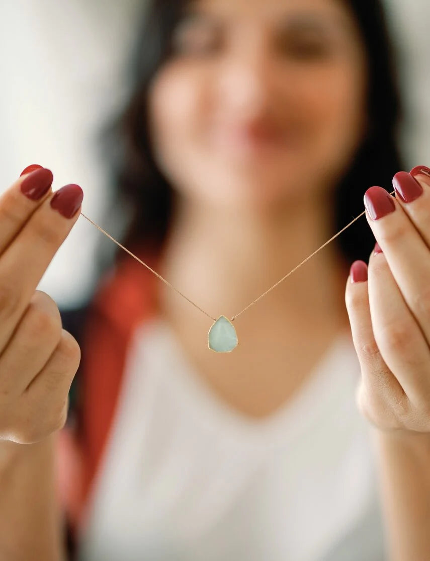 Aqua Chalcedony 'Be The Light' Alchemy Necklace – Spiritual Healing Jewelry for Meditation, Yoga & Energy Balancing