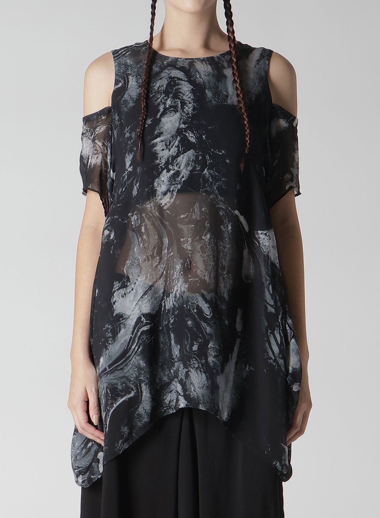 Trendy Collage Print Open Shoulder Blouse for Women - Perfect for Summer Outfits, Beach Vacations & Casual Dates