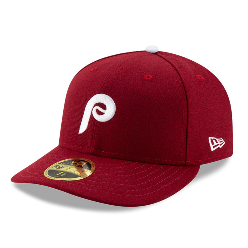 New Era 59Fifty Authentic MLB Philadelphia Phillies Low Profile Alternate 2 Baseball Cap - Maroon | Official Licensed Hat for Baseball Fans & Streetwear Fashion